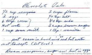 Chocolate Cake - Favourite Family Recipes Front
