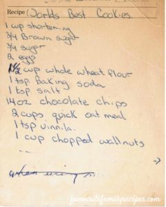 Worlds best cookies - Favourite Family Recipes - Card 1